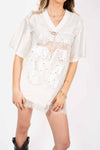 T-shirt Combinata Pizzo e Satin donna Miss love - 1