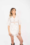 T-shirt Combinata Pizzo e Satin donna Miss love - 5