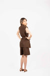 Completo Sartoriale Marrone con Gilet e Bermuda donna Miss love - 3