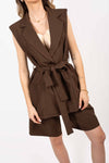 Completo Sartoriale Marrone con Gilet e Bermuda donna Miss love - 2
