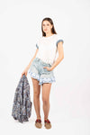 T-shirt Bianca con Dettaglio Tricot donna Miss love - 1