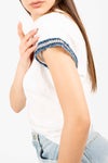 T-shirt Bianca con Dettaglio Tricot donna Miss love - 2