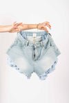 Shorts in Denim con Volant Vichy donna Miss love - 2