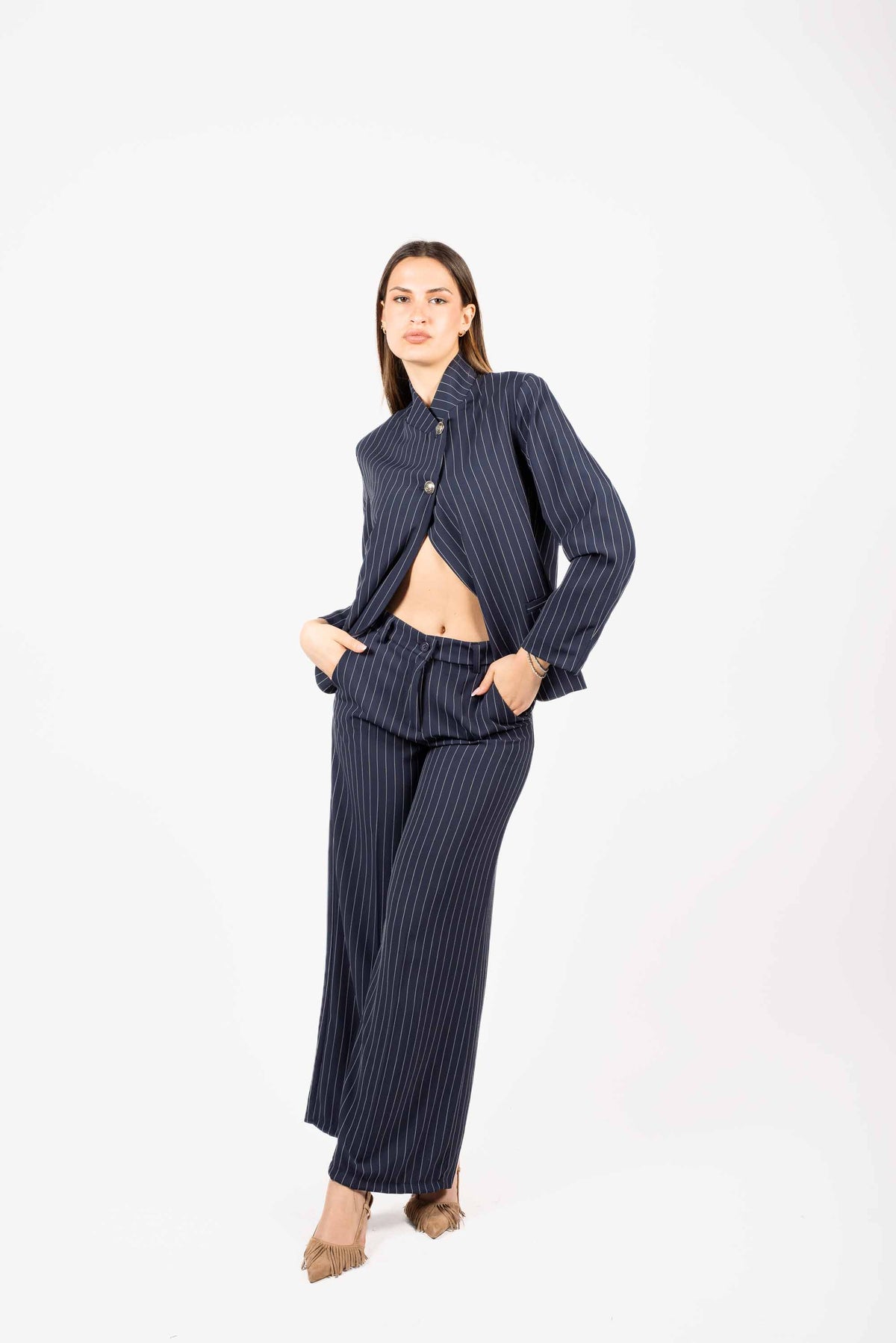 Blazer Gessato Blu donna Miss love - 3