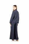 Pantaloni Gessati Wide Leg Blu donna Miss love - 4