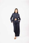 Pantaloni Gessati Wide Leg Blu donna Miss love - 5