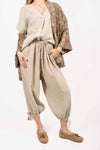 Pantaloni in Lino con Fiocchi Beige donna Miss love - 1