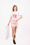 Minigonna Floreale Rosa donna Miss love - 5