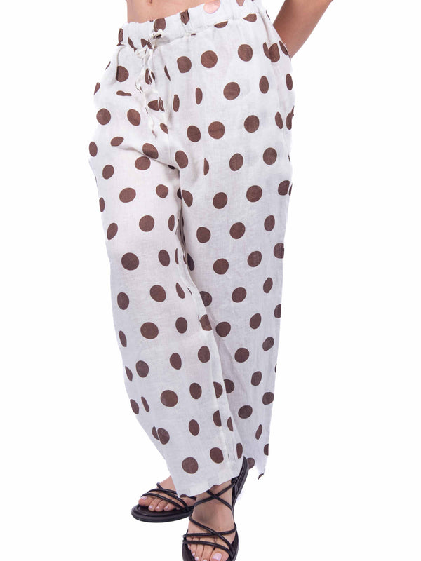 Pantaloni in Lino a Pois da donna Miss love