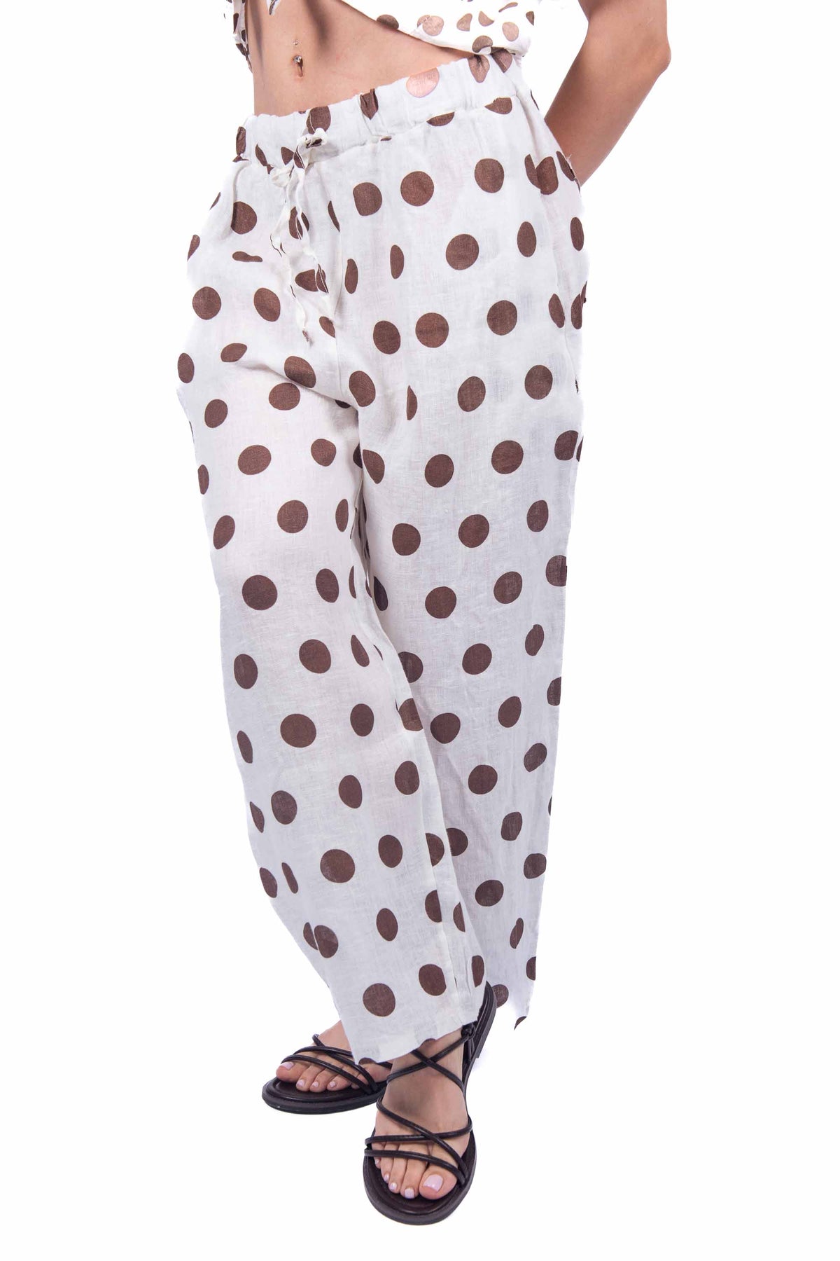 Pantaloni in Lino a Pois donna Miss love - 1
