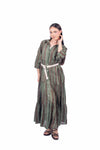 Abito Chemisier a Righe Marrone/Verde donna Miss love - 1
