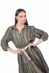 Abito Chemisier a Righe Marrone/Verde donna Miss love - 2