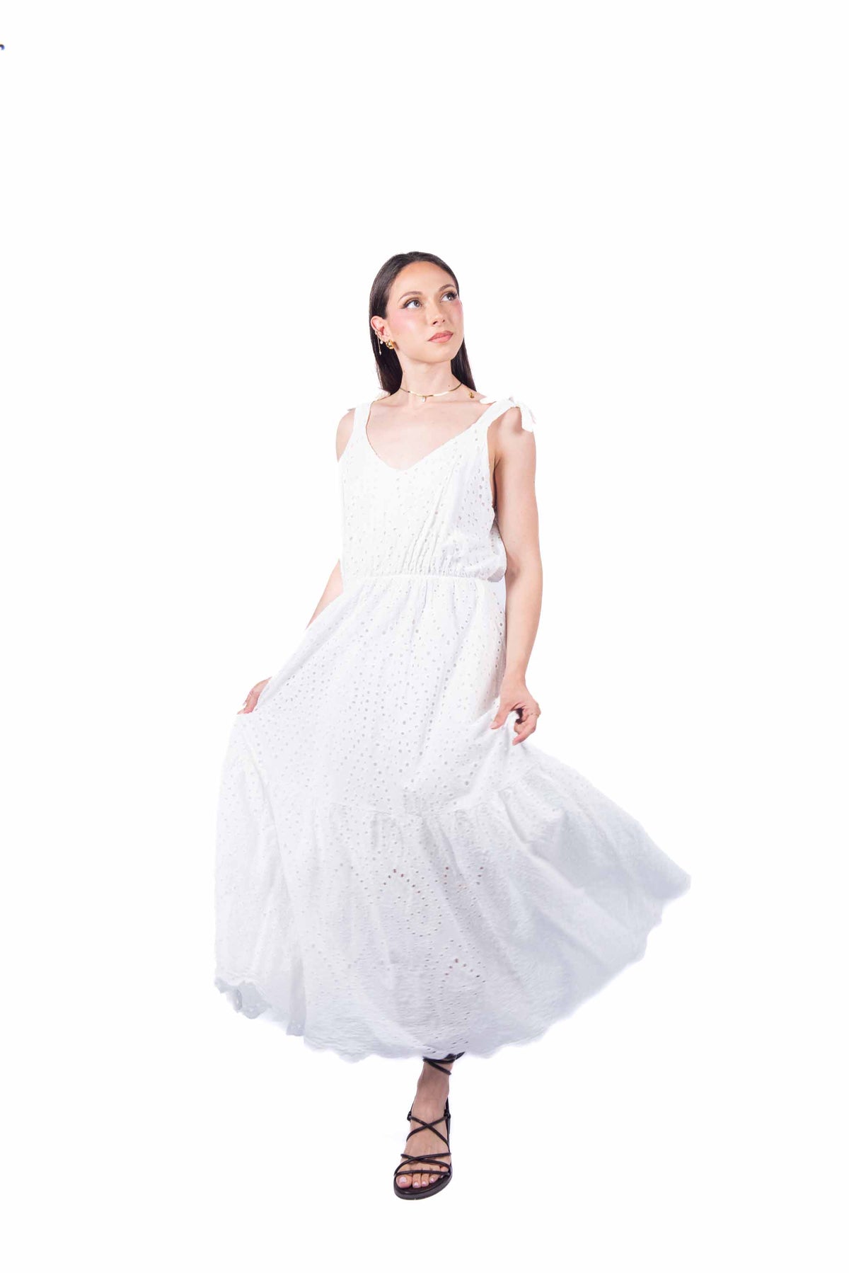 Abito in Sangallo con Fiocchi Bianco donna Miss love - 6