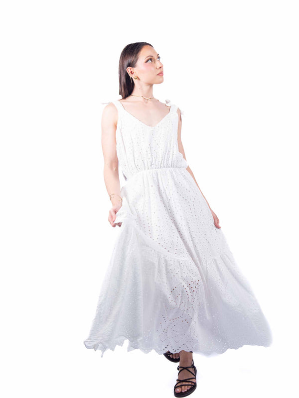Abito in Sangallo con Fiocchi Bianco da donna Miss love