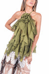 Top Halter con Fiore Rimovibile Verde donna Miss love - 1