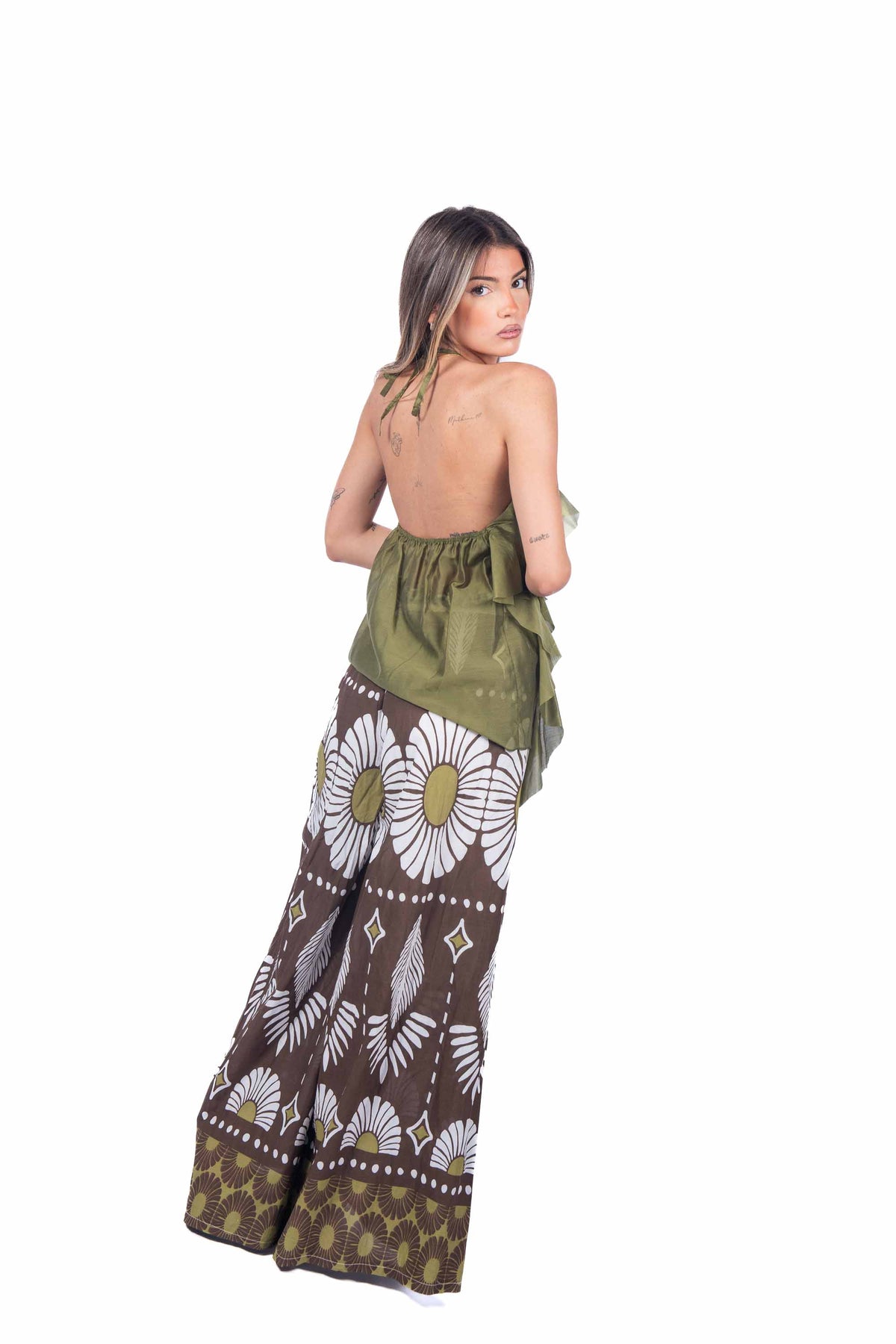 Pantaloni Pattern con Cintura Intrecciata donna Miss love - 4