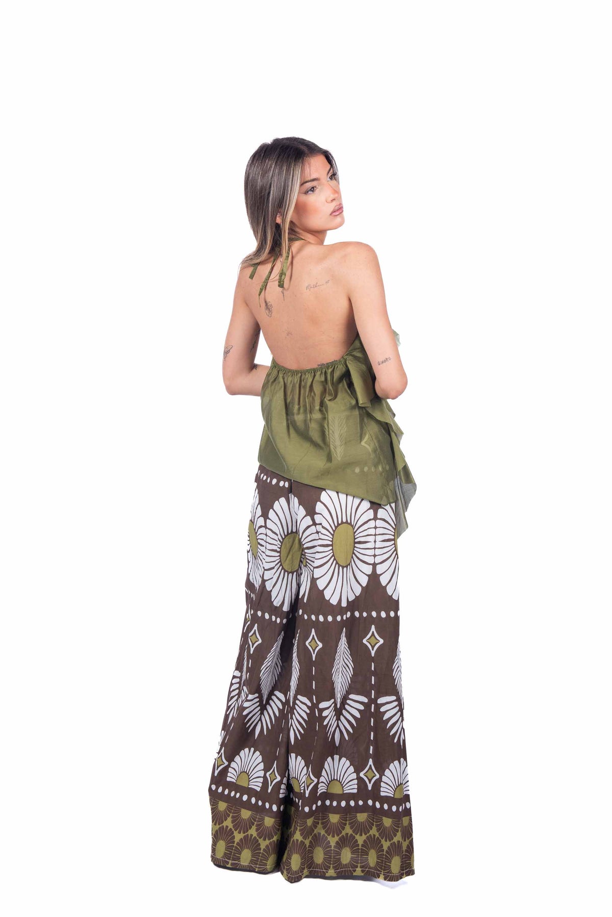 Top Halter con Fiore Rimovibile Verde donna Miss love - 2