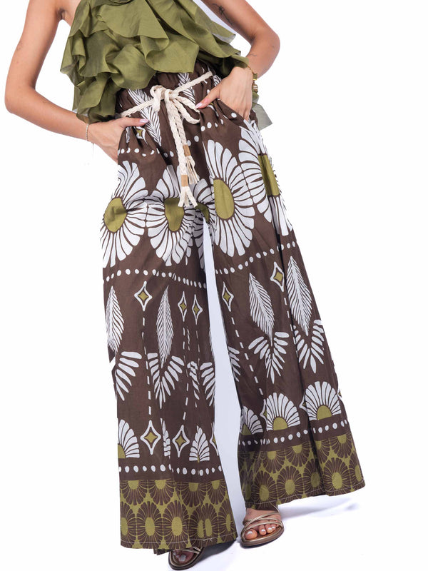 Pantaloni Pattern con Cintura Intrecciata da donna Miss love