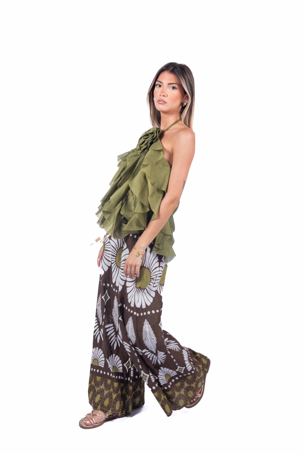 Pantaloni Pattern con Cintura Intrecciata donna Miss love - 6