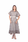 Abito Chemisier a Righe Marrone/Panna donna Miss love - 1