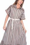 Abito Chemisier a Righe Marrone/Panna donna Miss love - 5
