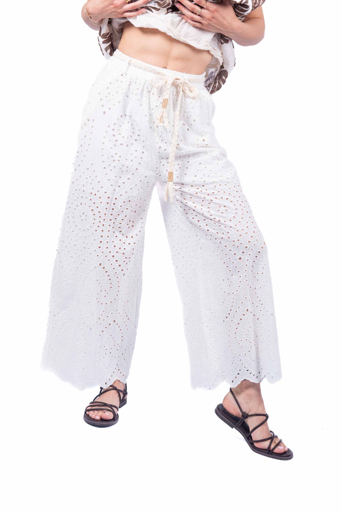 Pantaloni in Sangallo con Cintura Intrecciata donna Miss love - 1