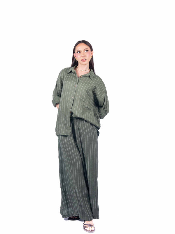 Camicia in Lino a Righe Militare da donna Miss love