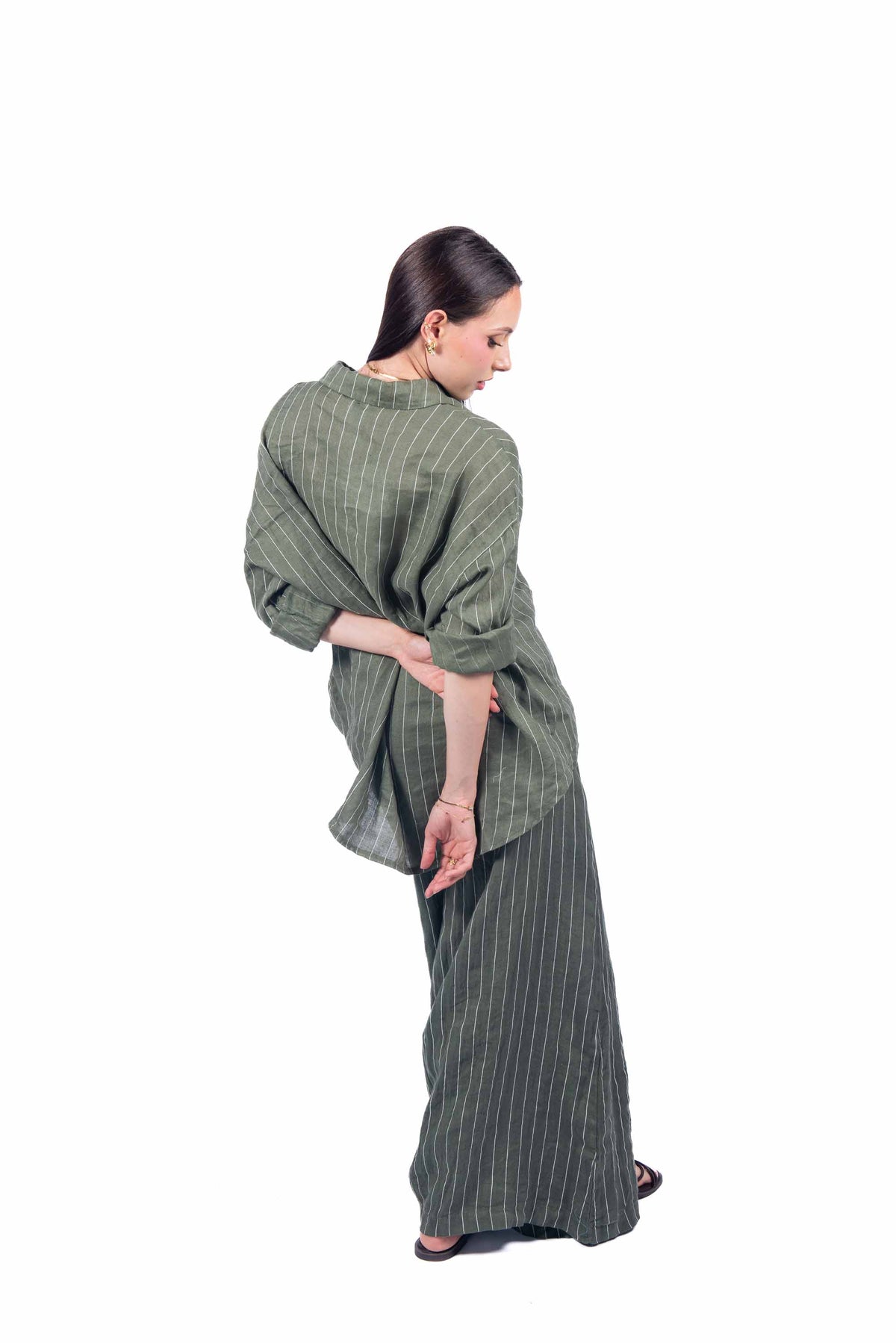Camicia in Lino a Righe Militare donna Miss love - 5