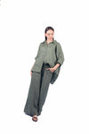 Pantaloni in Lino a Righe Militare donna Miss love - 4