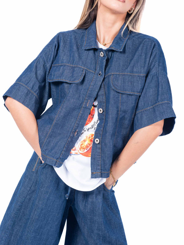 Camicia Denim Cropped da donna Miss love