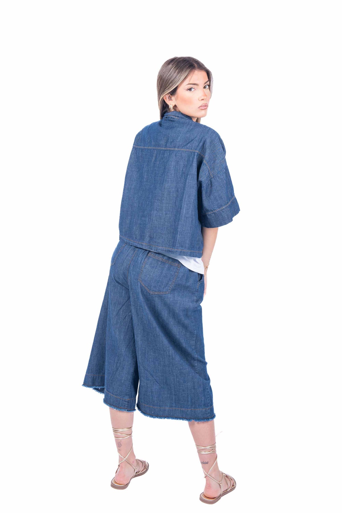Camicia Denim Cropped donna Miss love - 3