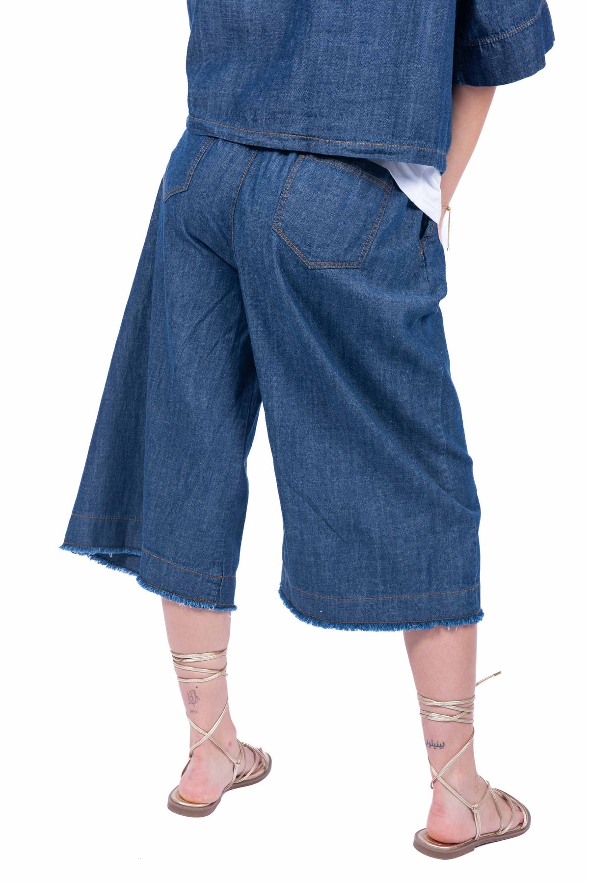 Bermuda Fluidi in Denim con Coulisse donna Miss love - 3