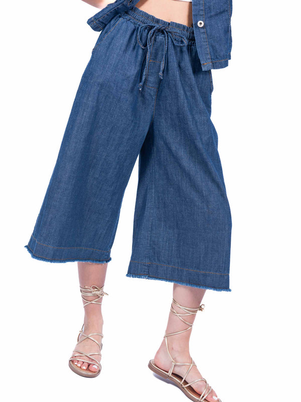 Bermuda Fluidi in Denim con Coulisse da donna Miss love