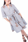 Abito Stampato a Righe Panna/Blu donna Miss love - 1