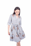 Abito Stampato a Righe Panna/Blu donna Miss love - 4