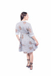 Abito Stampato a Righe Panna/Blu donna Miss love - 3