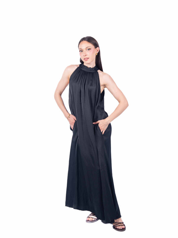 Abito Lungo Halter Nero da donna Miss love