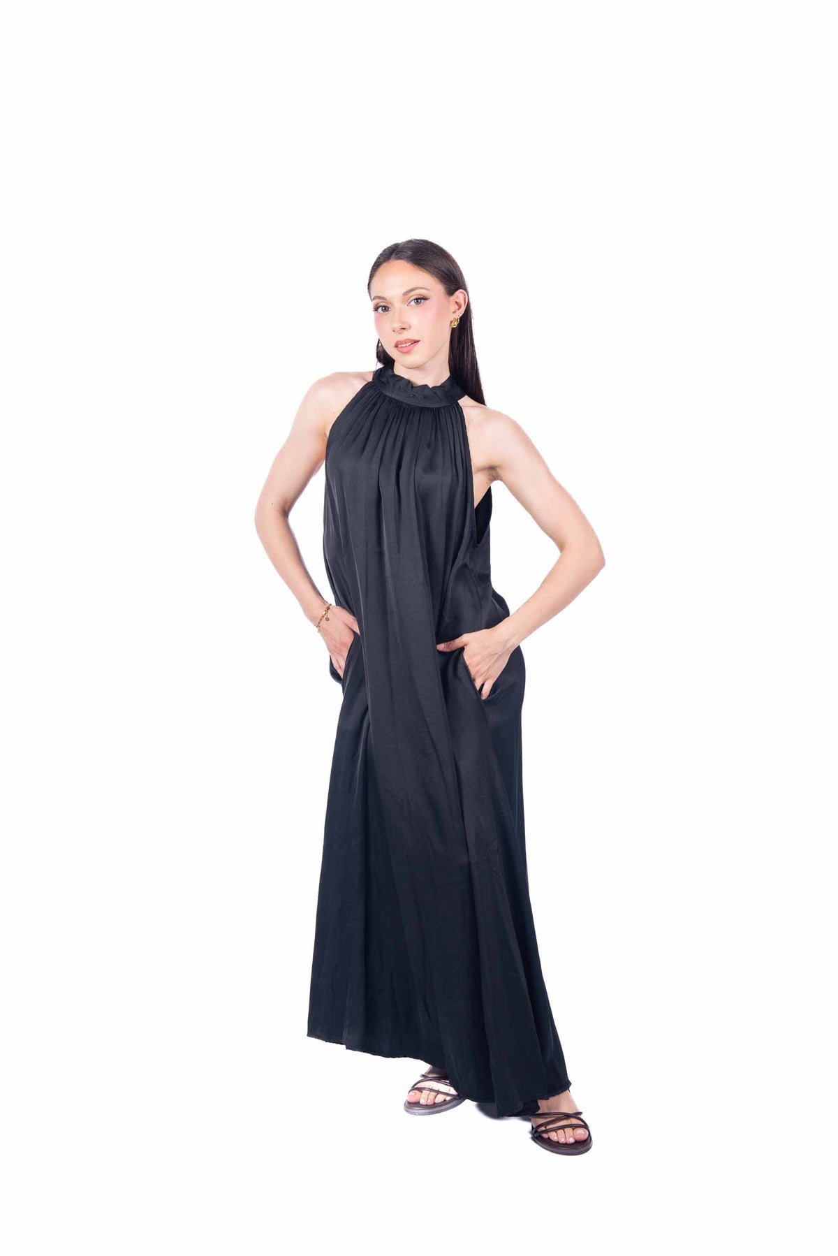 Abito Lungo Halter Nero donna Miss love - 1