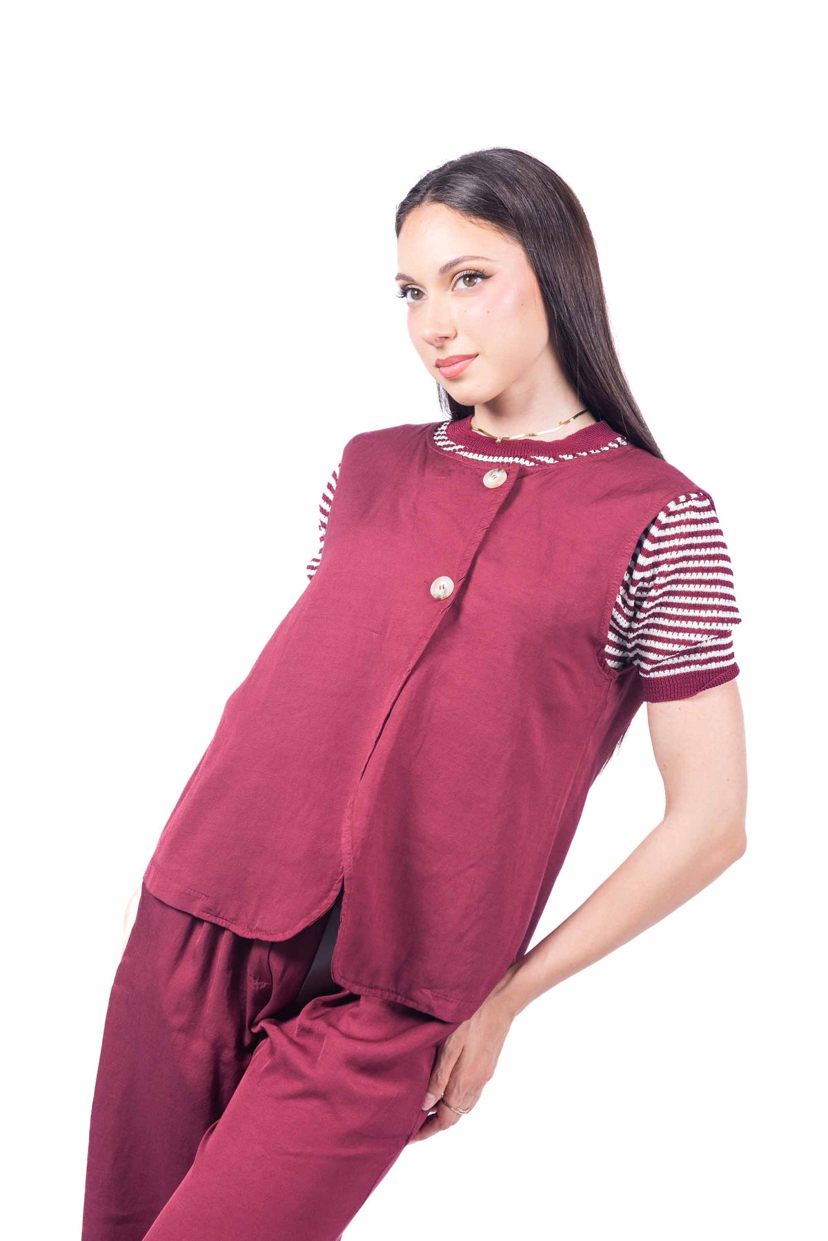Gilet Asimmetrico Bordeaux donna Miss love - 2