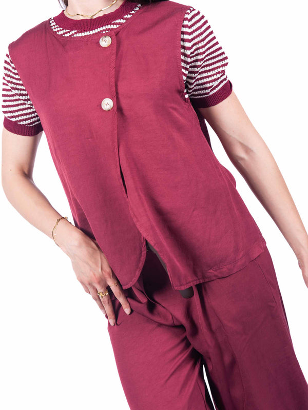 Gilet Asimmetrico Bordeaux da donna Miss love
