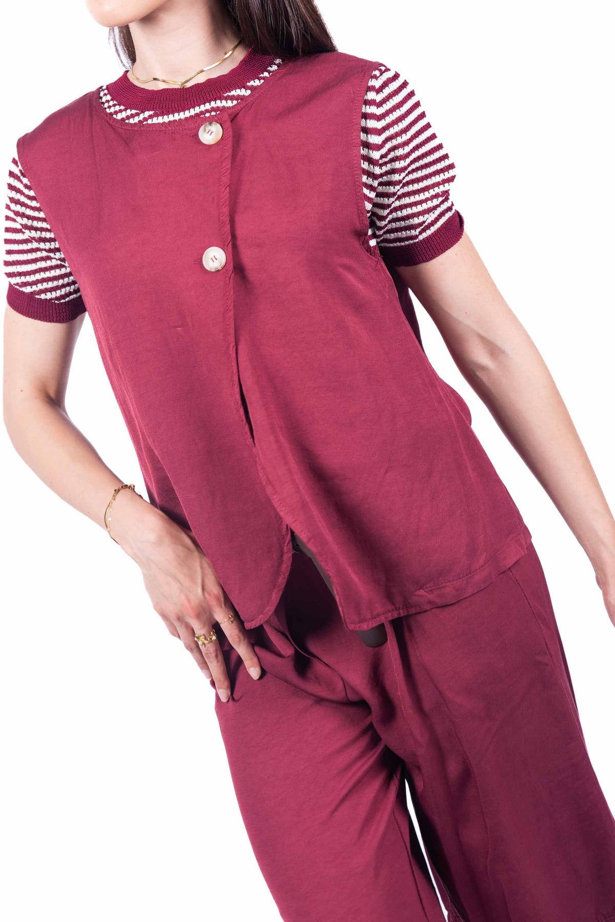 Gilet Asimmetrico Bordeaux donna Miss love - 1
