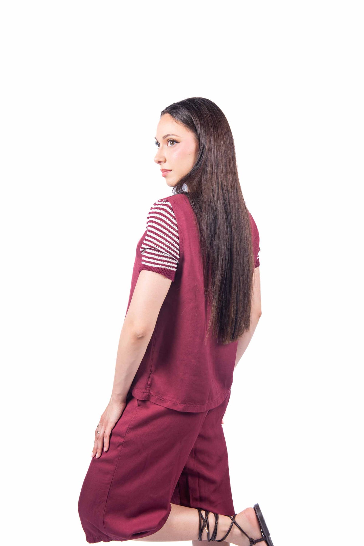 Gilet Asimmetrico Bordeaux donna Miss love - 4