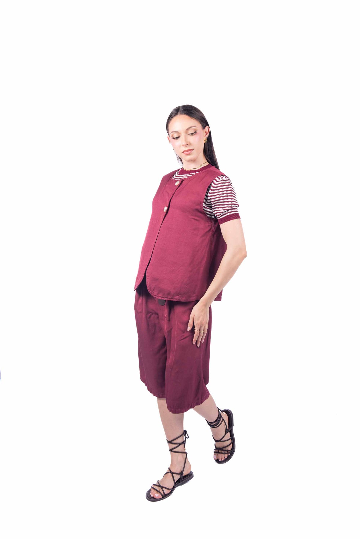 Gilet Asimmetrico Bordeaux donna Miss love - 5