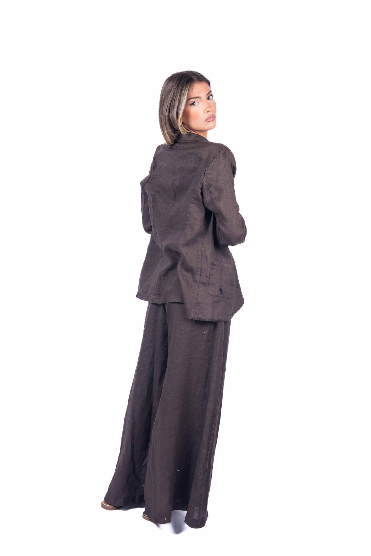 Pantaloni in Lino Cioccolato donna Miss love - 4