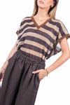 Top in Maglia a Righe Lurex donna Miss love - 1