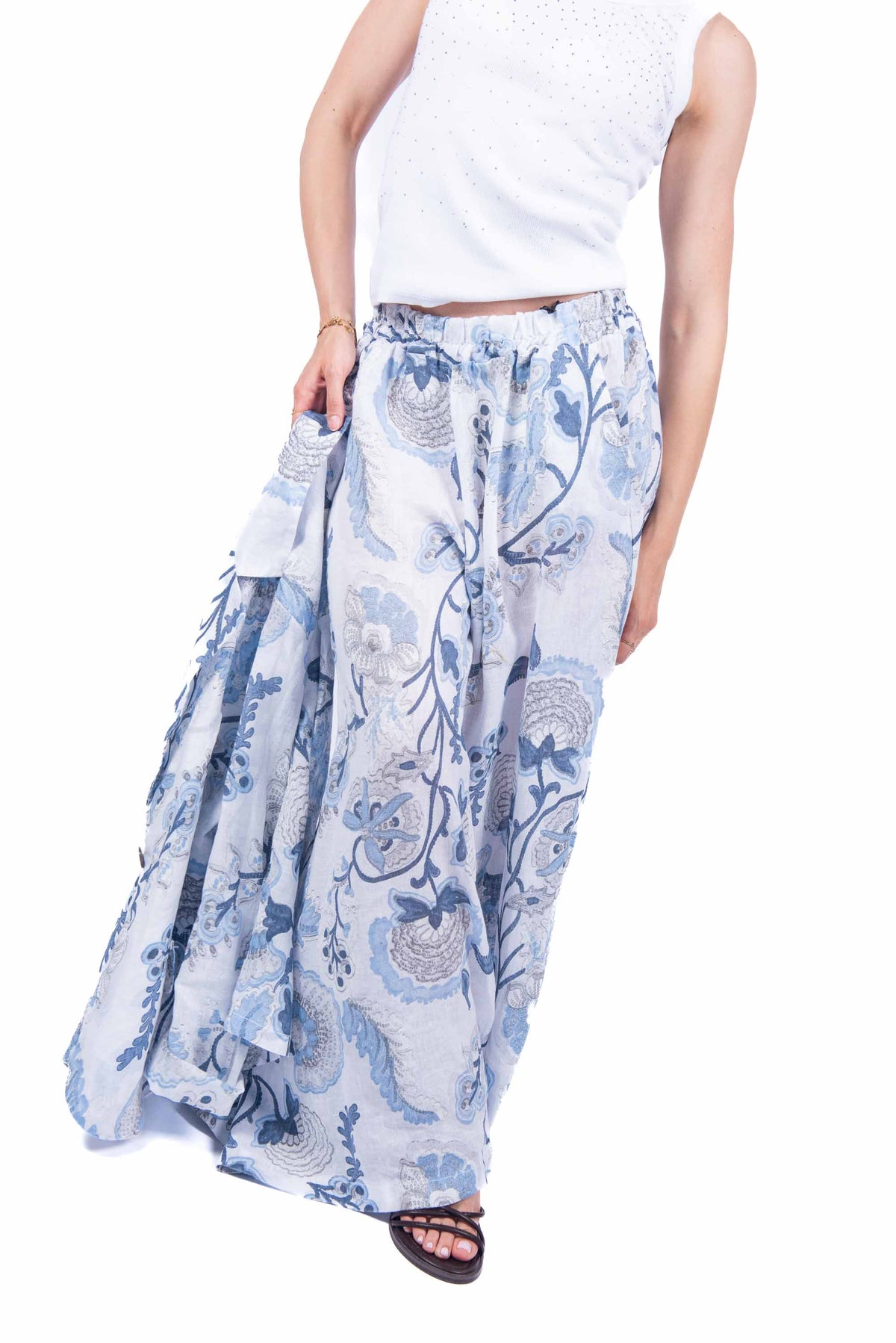 Pantaloni in Lino Floreali donna Miss love - 1