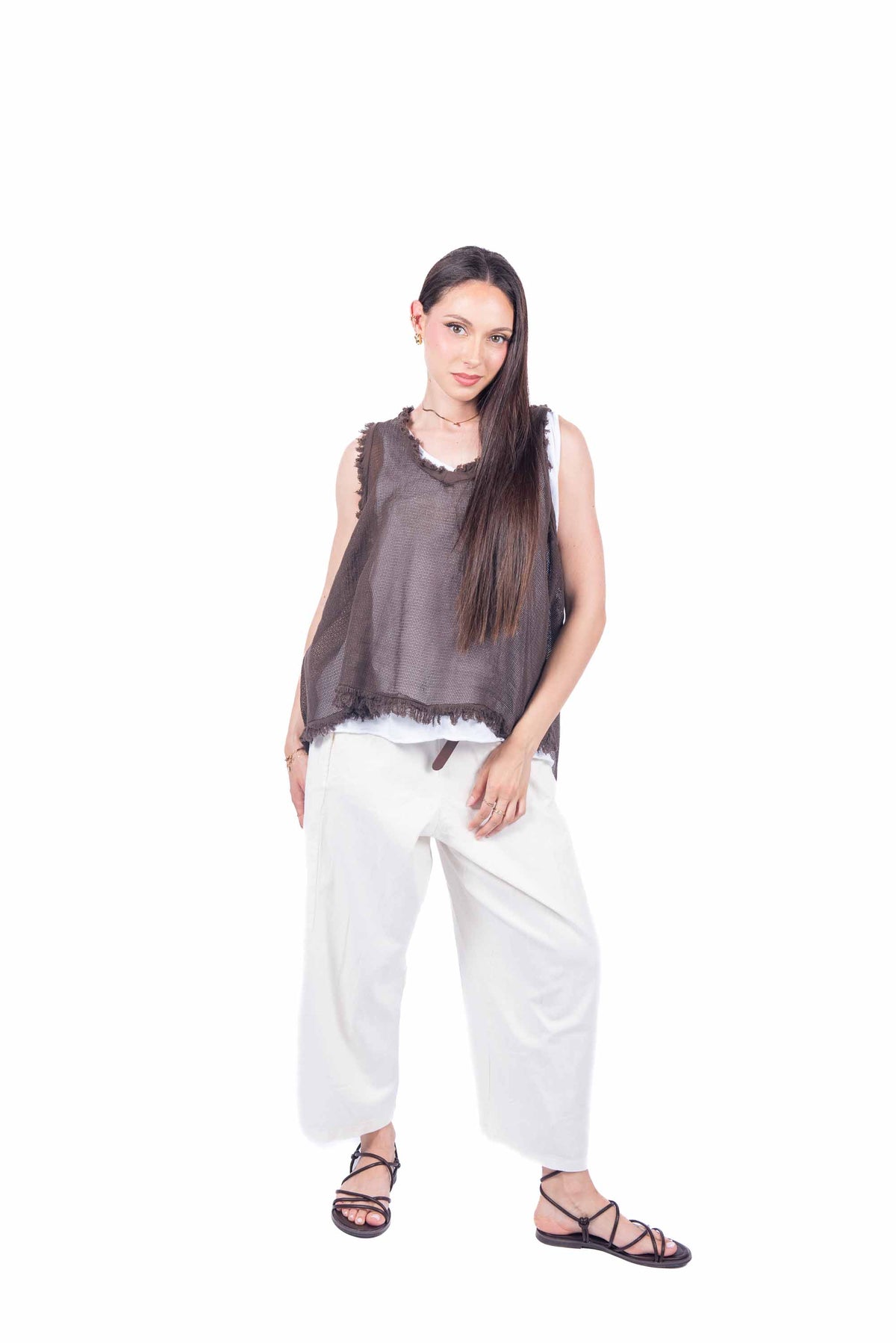 Pantaloni Cropped con Cintura Panna donna Miss love - 2