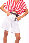 Bermuda Denim Bianco con Cintura donna Miss love - 1