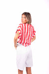 Camicia Crop a Righe Rosso/Rosa donna Miss love - 5