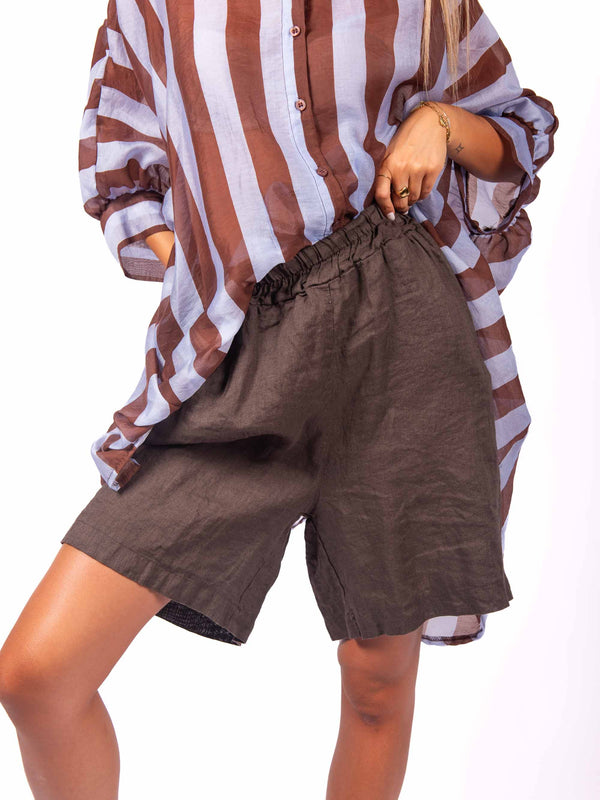 Bermuda in Lino con Vita Elasticizzata da donna Miss love